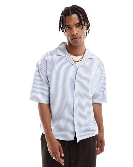 Pull&Bear – kastiges gestreiftes hemd in White für Herren