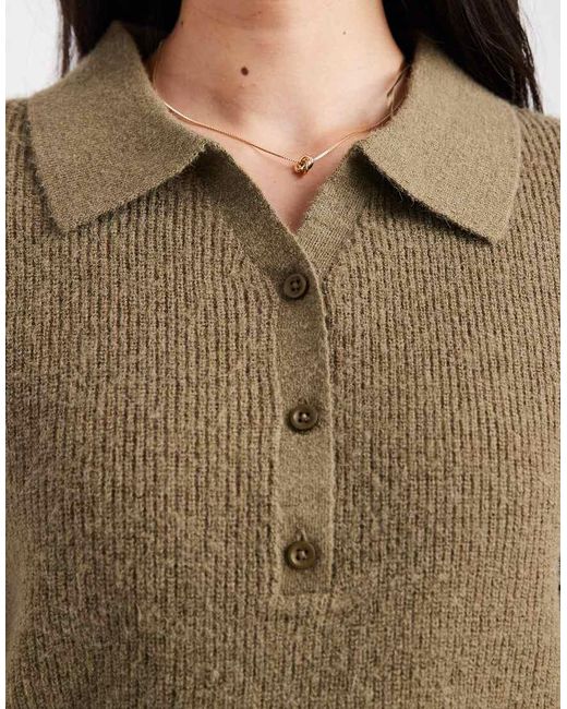 Maglia Taglio Comodo Con Colletto Serafino Color Oliva di ASOS in Brown
