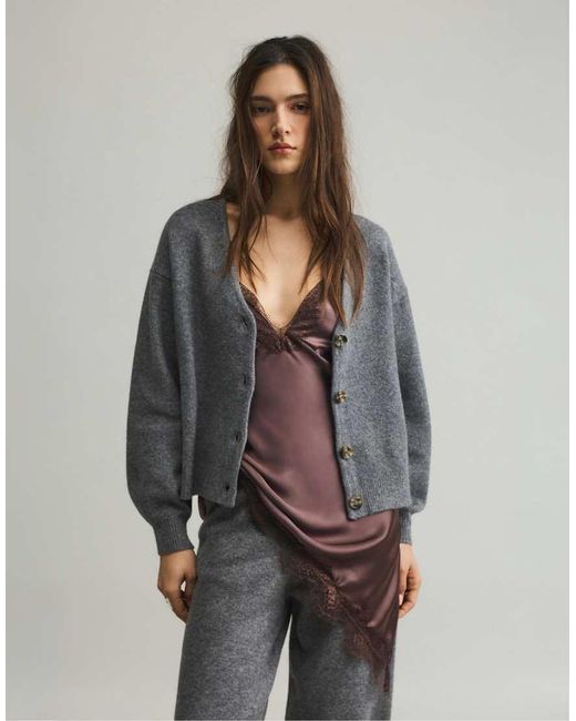 Pull&Bear Gray Soft Knit Cardigan