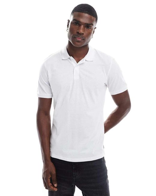 Jack & Jones White Pique Polo for men