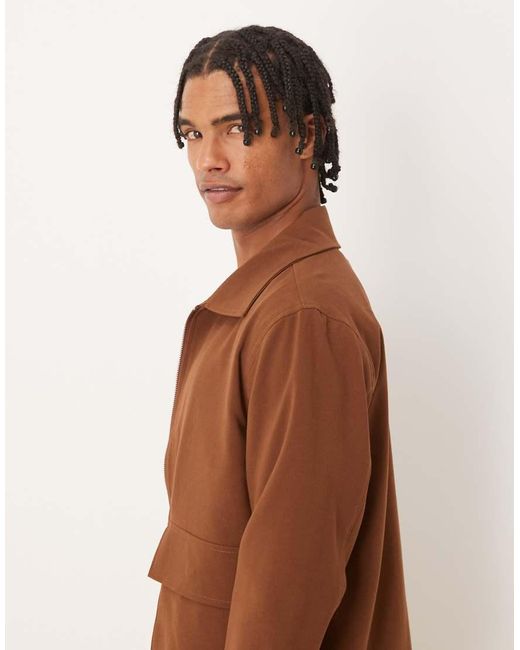 Brave Soul Brown Patch Pocket Harrington Jacket for men