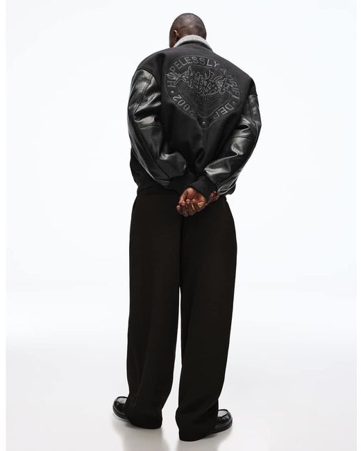 Bershka Black Super Baggy Tailored Fit Trousers for men
