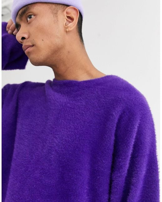 Noak Oversized Fluffy Jumper in Purple for Men | Lyst