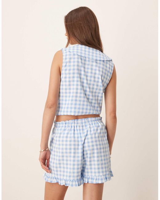 ASOS Natural – schlupfshorts mit vichy-karos