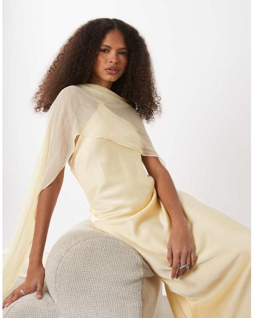 Mango Natural Capule Satin Maxi Dress With Scarf