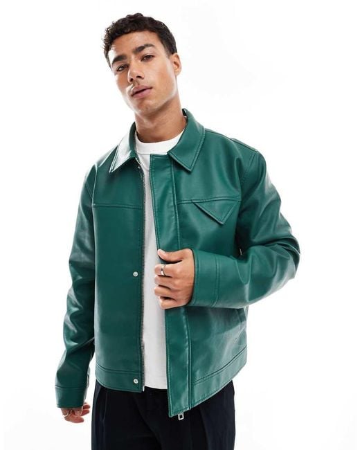 ASOS Jack Van Imitatieleer in het Green voor heren