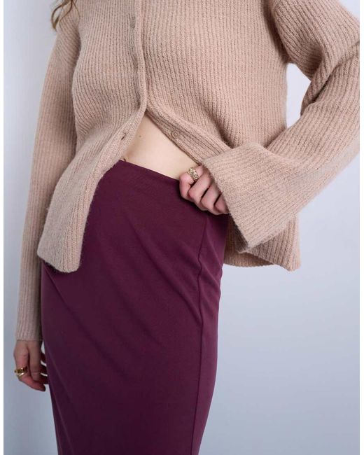 TOPSHOP White Cupro Ruched Maxi Skirt With Hitch Side Detail