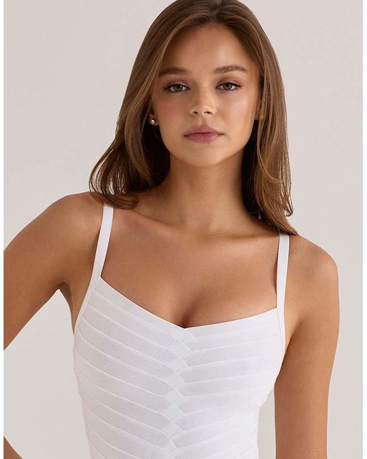 House Of Cb White The Cinch True V Waist Bandage Mini Dress