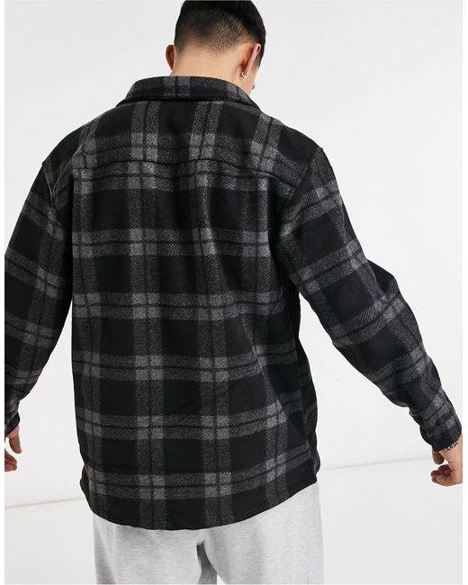 Bershka Check Overshirt Jacket in Grey (Gray) for Men | Lyst