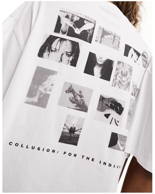 Collusion White Unisex Photgraphic Collage Print T-shirt