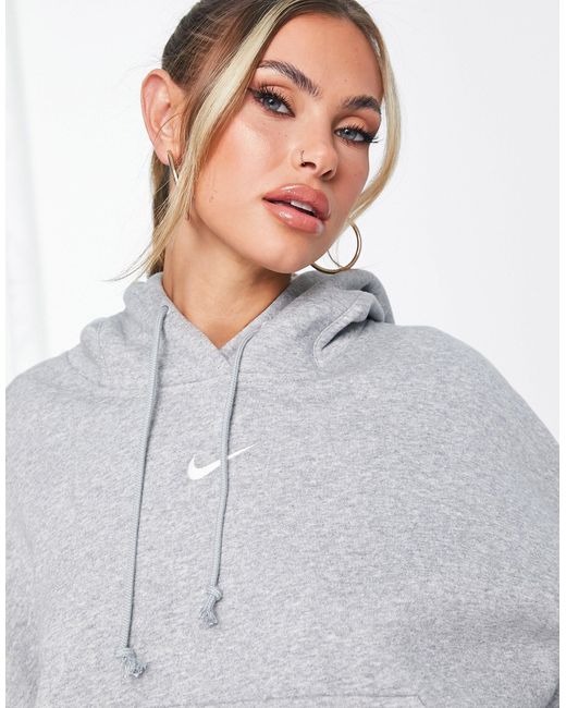 Nike Gray – super-oversize-kapuzenpullover & segelweiß mit kleinem swoosh-logo