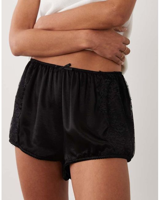 Miss Selfridge White Satin And Lace Trim Shorts