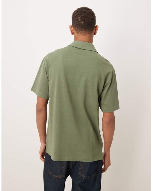 ASOS Green Circular Design Collection Super Heavyweight Relaxed Polo Shirt for men