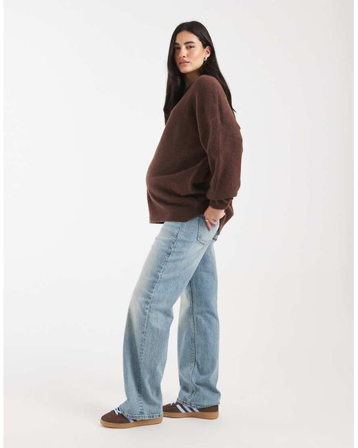 ASOS Brown Asos Design Maternity Comfort Stretch Straight Leg Jeans