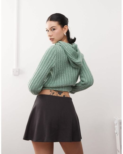 Collusion Green Brushed Rib Micro Mini Skort