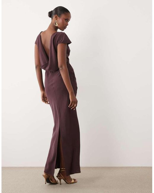 ASOS Multicolor High Neck Draped Shoulders Maxi Dress With Cowl Back