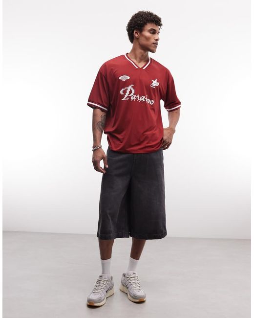 ASOS Red Oversized T-shirt With Football Graphic for men