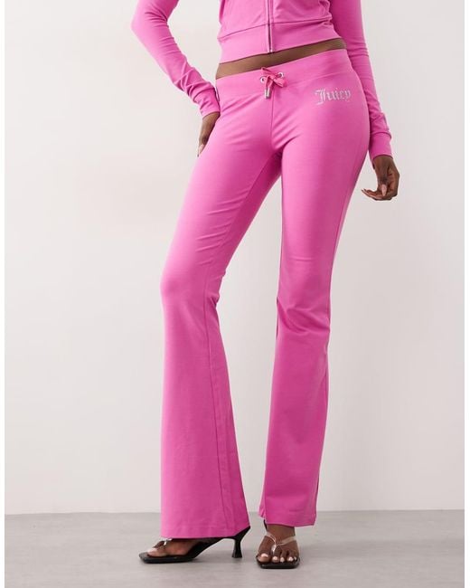 Juicy Couture Pink Diamante Logo Detail Low Rise Flared Trackies