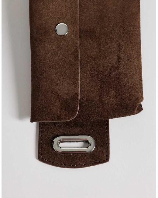 Pieces Brown Faux Suede Belt Bag