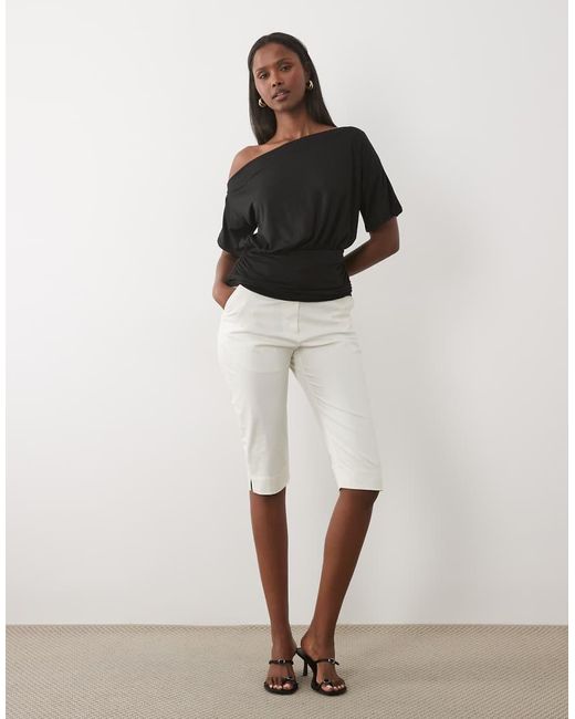 Missy Empire Black Soft Touch Off Shoulder Cinch Fitted Waist Top