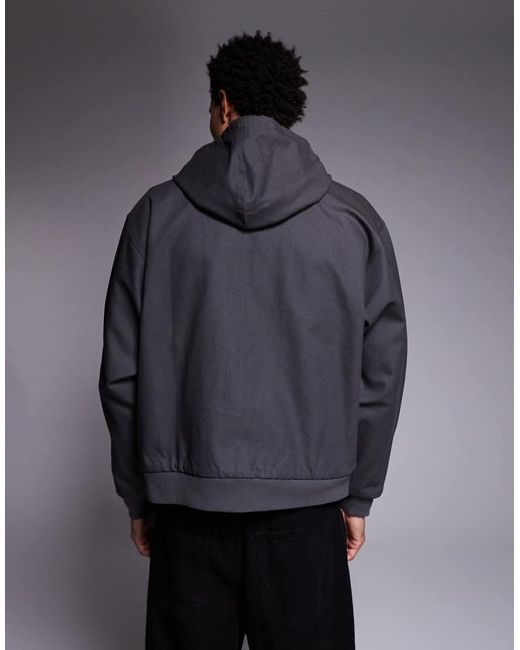 Faded Store Gray Washed Core Canvas Hooded Jacket for men