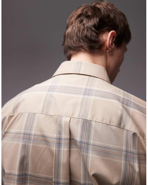 Topman Gray Long Sleeve Check Oversized Shirt for men