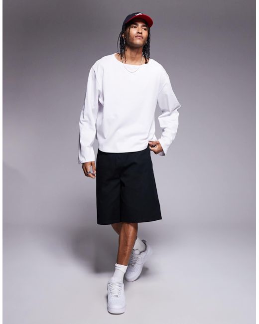 T-shirt oversize épais coupe carrée à encolure large ASOS pour homme en coloris White