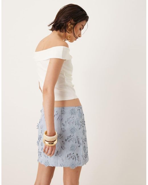 Mango Blue Crochet Flower Skirt