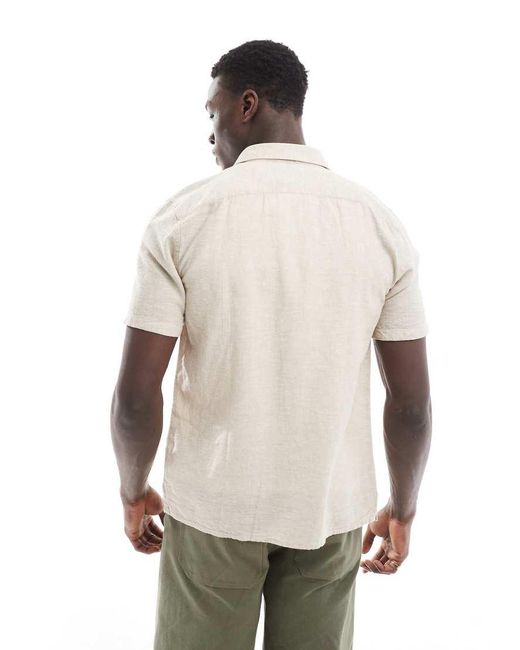 Only & Sons Regular-Fit Overhemd Van Linnenmix Met Korte Mouwen in het White voor heren