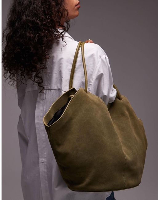 ASOS Green Suede Tubular Handle Vase Tote Bag
