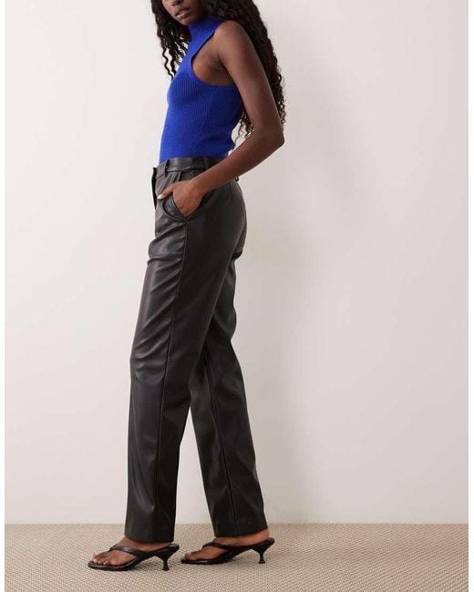 ASOS Blue Faux Leather Straight Leg Pants
