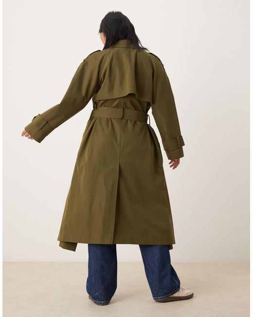 ASOS Green Asos Design Petite Longline Trench Coat