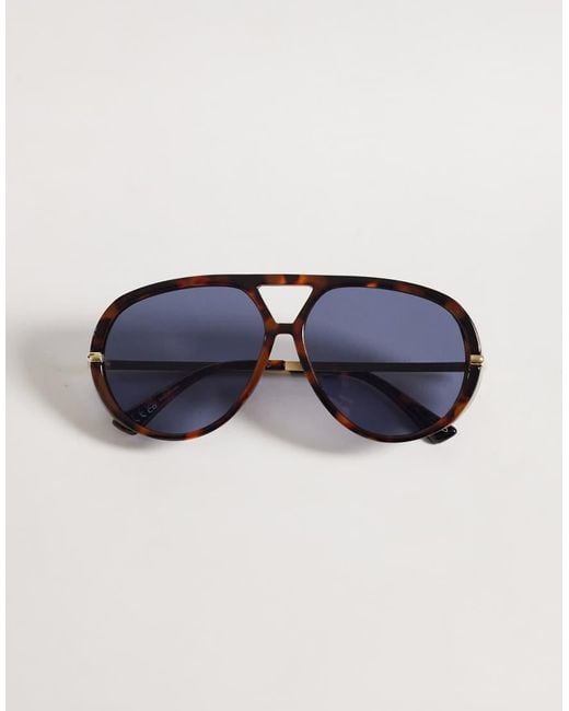 ALDO Blue Eliiana Oval Aviator Sunglasses With Tinted Lenses