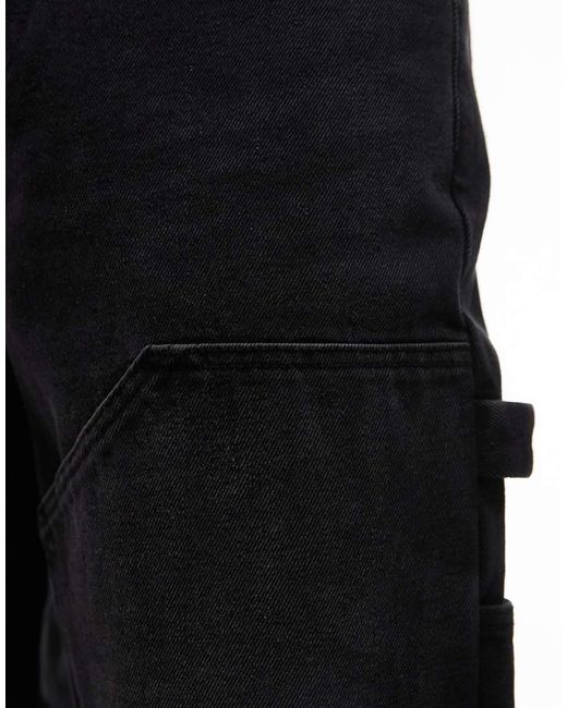 Pantalones Negros De Estilo Carpintero De Sarga De Topman de hombre de color White
