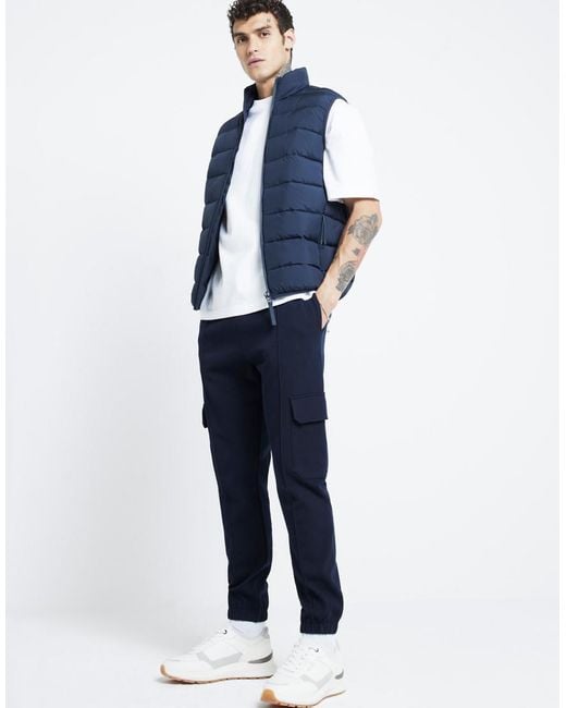 River Island Blue Regular Fit Quilted Gilet for men