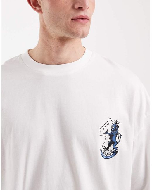 ASOS White Oversized T-shirt With Lion Football Chest Graphic for men