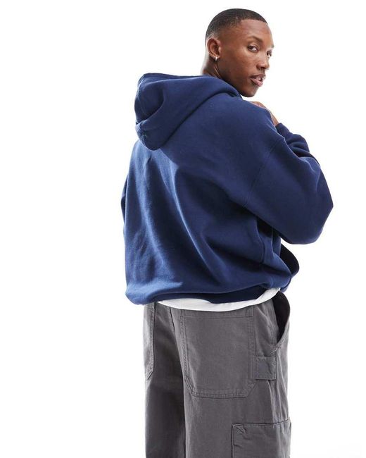 Cotton On Blue Boxy Fit Pullover Hoodie for men