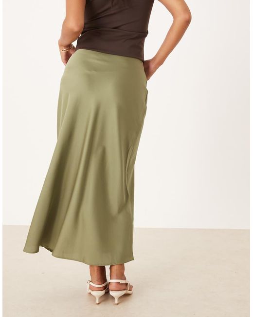 Vila Green Satin Maxi Skirt