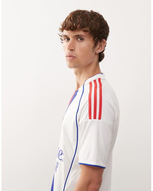 Adidas Originals White Adidas Football Olympique Lyonnais 25/26 Home Jersey for men