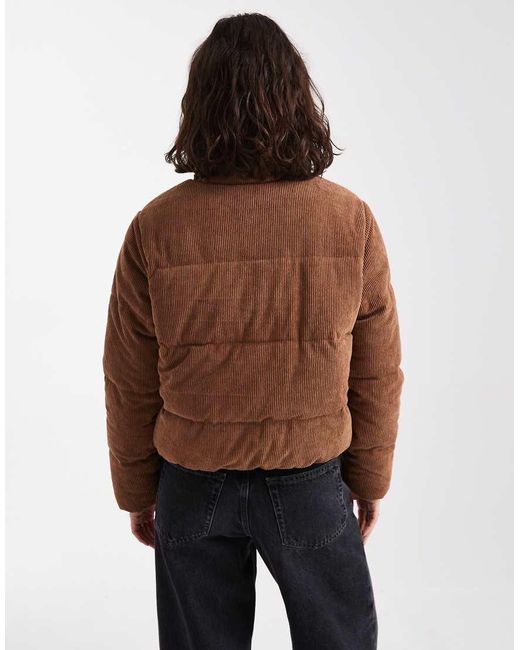 New Look Brown Cord Cropped Puffer Jacket