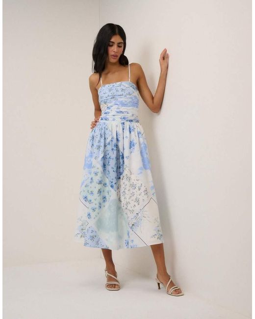 Nobody's Child Blue Floral Bandeau Alice Midi Dress
