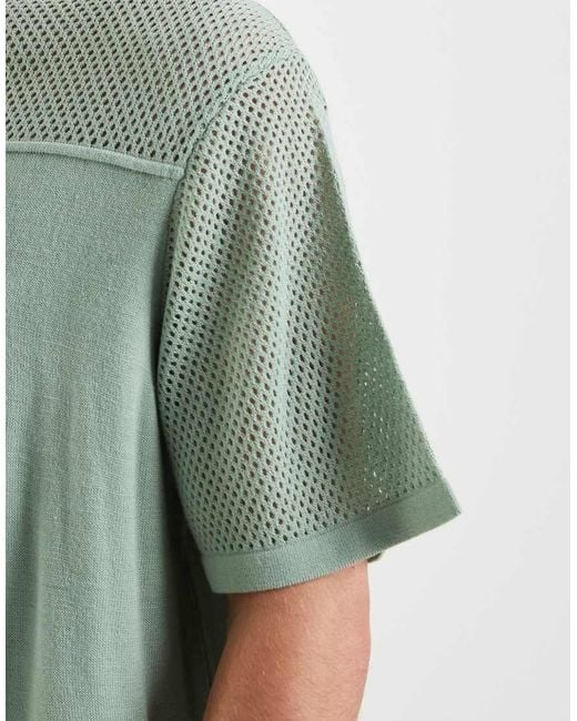 ASOS Green Oversized Knitted Short Sleeve Crochet T-shirt for men