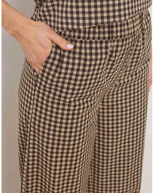 Long Tall Sally Natural Gingham Wide Leg Trousers