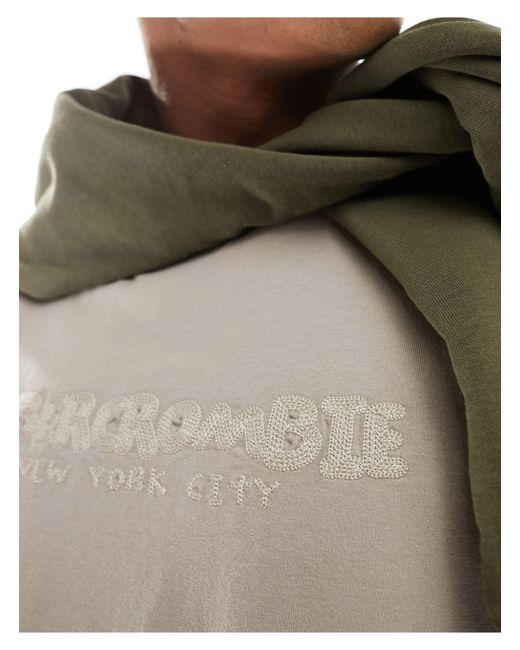 Camiseta beis con logo bordado trend Abercrombie & Fitch de hombre de color Gray
