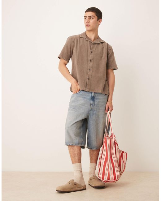 Abercrombie & Fitch – kurzärmliges leinenhemd in Brown für Herren