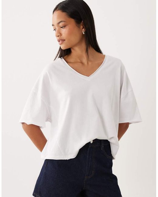 ASOS White Slouchy V Neck T-shirt