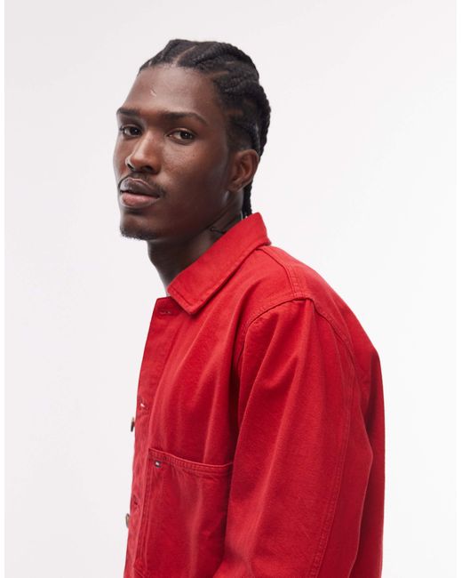 Tommy Hilfiger Red Chore Jacket for men