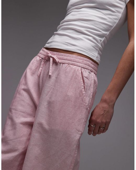 Tommy Hilfiger Gray – weite, -weiß gestreifte hose aus leinen