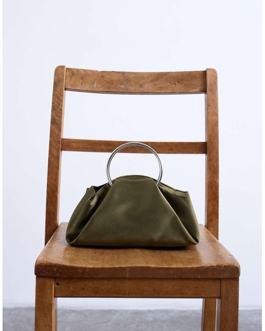 TOPSHOP Brown Ginny Metal Handle Grab Bag