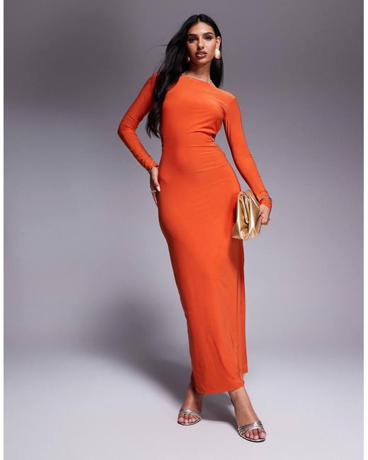 Missy Empire Red Slinky Strappy Open Back Bodycon Maxi Dress